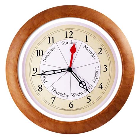 Dayclocks Time And Day Of The Week Wall Clock With 13 Maple Accent Frame