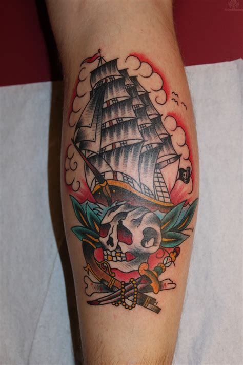 Traditional Pirate Ship Tattoo