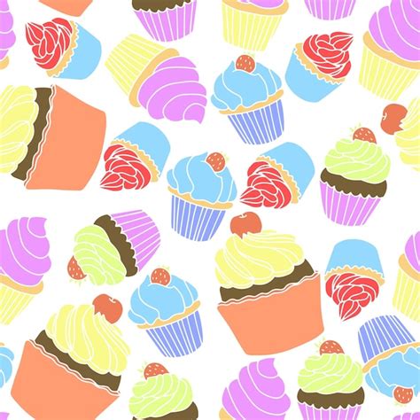 Mod Le Sans Couture Avec Cupcake Ou Muffins La Main Illustration