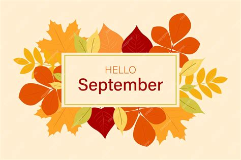 Premium Vector Hello September Banner Autumn Background With Leaves