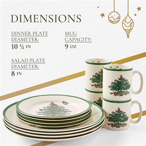 Spode Christmas Tree 12 Piece Dinnerware Set Service For 4 Mibote