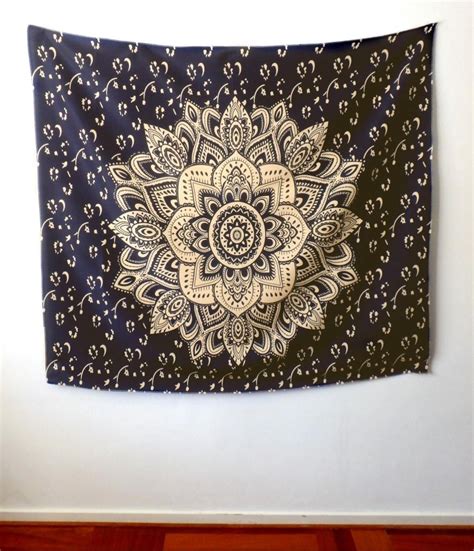 Mandala Wandkleed Donker Met Goudkleur Mandala Kleed Mandala