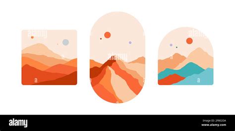 Mountain. Abstract landscape art print, minimalist style Stock Vector ...