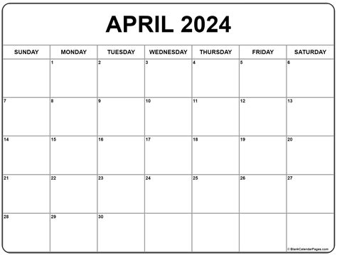 April 2024 Calendar Template | Printable Calendar 2024