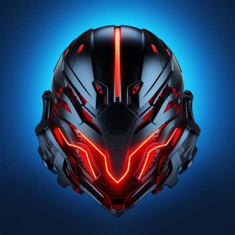 Premium AI Image | Cyberpunk helmet with neon glowing red laser lights ...