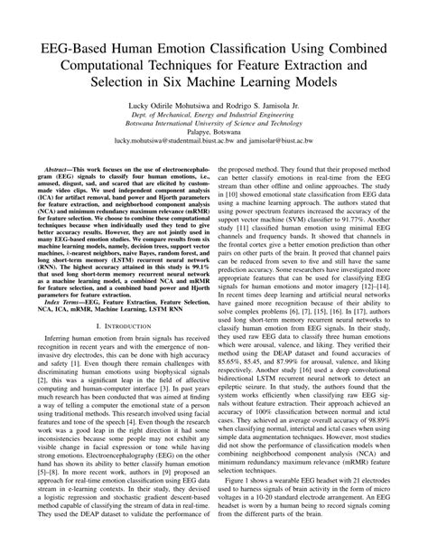 Pdf Eeg Based Human Emotion Classification Using Combined