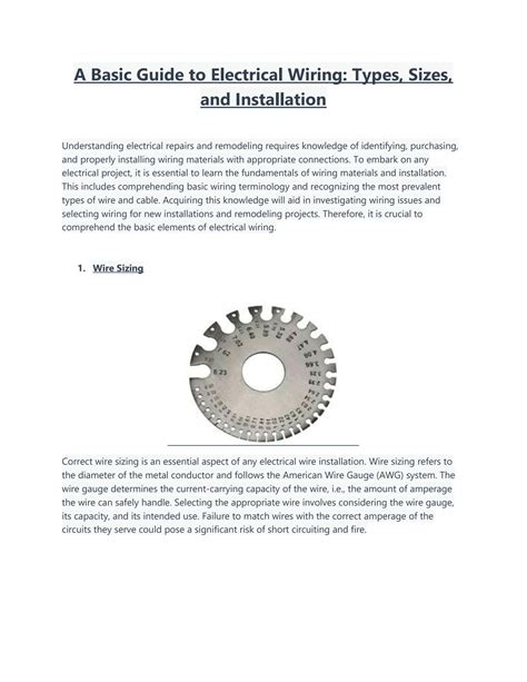 SOLUTION: A basic guide to electrical wiring - Studypool