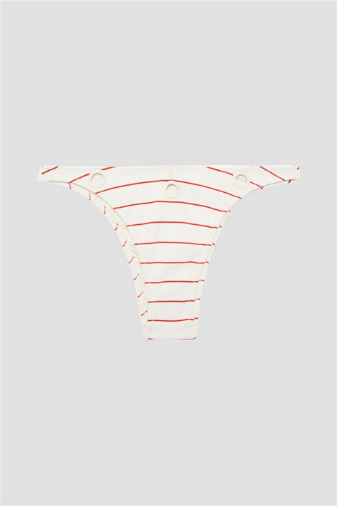 SOLID STRIPED Halbhohes geripptes Bikini Höschen mit Streifen und Ösendetails THE OUTNET