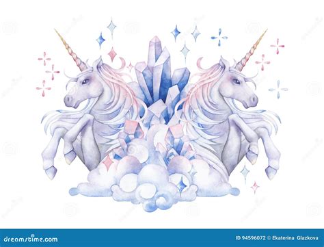 Unicornio Lindo De La Acuarela Stock de ilustración Ilustración de