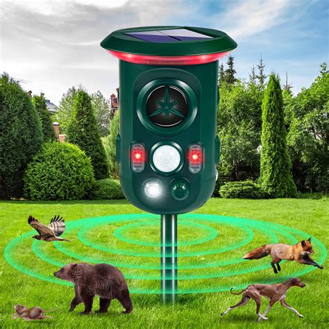 Jahy2Tech Ultrasonic Solar Animal Repeller Ultrasonic Skunk Repellent ...