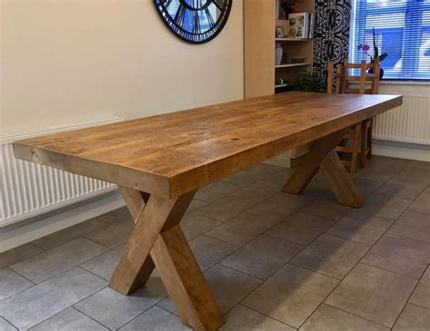 Chunky Plank Rustic X Leg Table Raw Furniture UK Raw Furniture UK