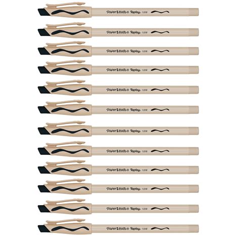 Paper Mate Replay Erasable Black Ink Pen Medium, Pack of 12