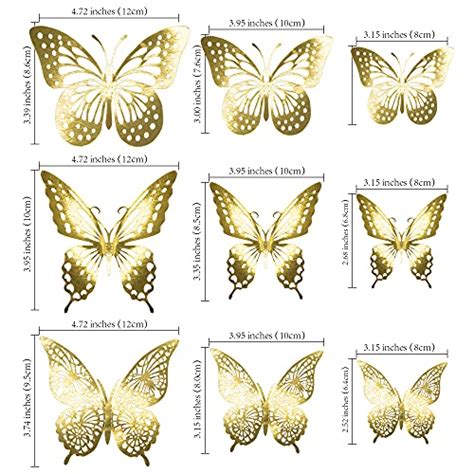 Gyufise Pack Gold Glitter D Butterfly Cupcake Toppers Hollow