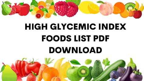 High Glycemic Index Foods List Pdf ( January 2025)