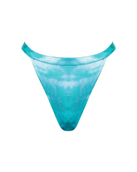 Blue Thong Mid Rise Bikini Bottom S Vivien Vance