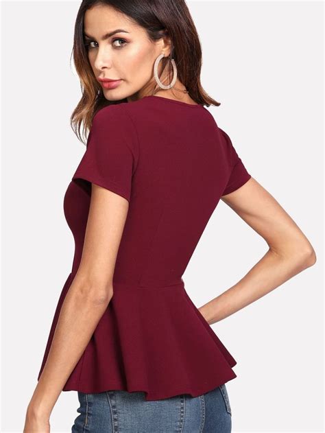 Zip Side Peplum Top Shein Usa Peplum Top Fashion Blouses For Women