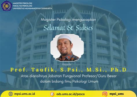 Dosen Magister Psikologi Sukses Raih Gelar Profesor Magister Psikologi