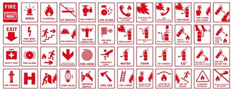 Premium Vector | Fire protection signs Red signs used in fire warning