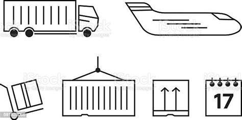 물류 아이콘 설정 트럭 및 운송 화물 운송 0명에 대한 스톡 벡터 아트 및 기타 이미지 0명 기업 재무와 산업 나무 상자