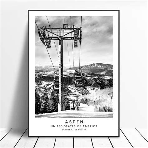 Aspen Print Black And White Aspen Poster Aspen Travel Print Aspen