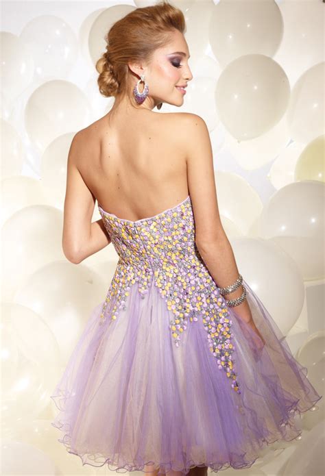 Lavender Empire Sweetheart Strapless Zipper Tulle Short Mini Cocktail