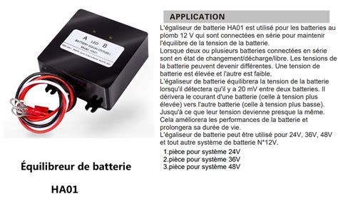 SolaMr 24V Batterie Égaliseur 2x12V Equilibreur de Batterie pour