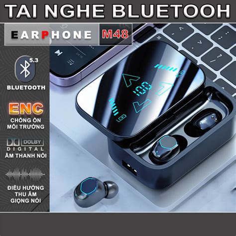 Tai Nghe Bluetooth M48 ENS TWS Bluetooth 5 3 Âm Thanh Vồm 9D