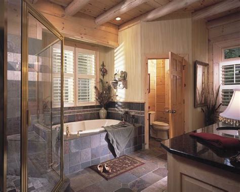 Modern Cabin Bathroom Lodge Bathroom Decor, Modern Cabin Bathroom, Log ...