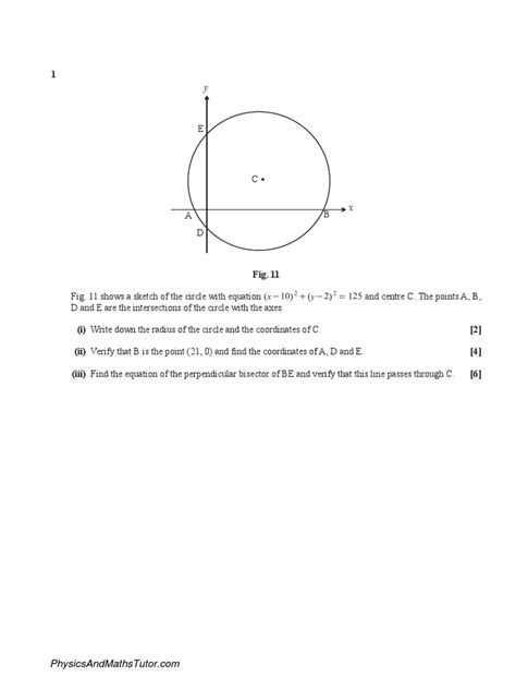 C1 Coordinate Geometry - Circles 1 QP | PDF | Circle | Mathematical Objects