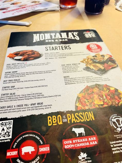 Menu At Montanas BBQ Bar Sudbury