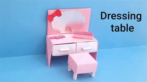 Paper Vanity Table Dressing Table With Drawer Dollhouse Miniature Paper Furniture Diy