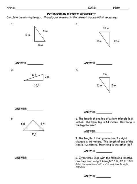 32 FREE Pythagorean Theorem Worksheets (Concept Guide)