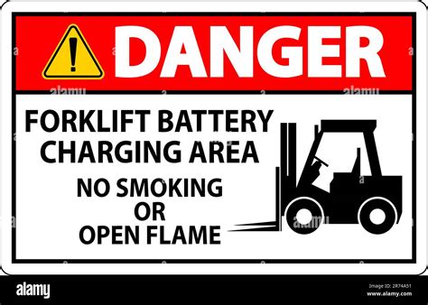 Danger Sign Forklift Battery Charging Area No Smoking Or Open Flame