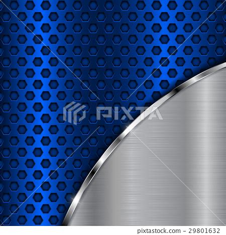 Blue Metal Perforated Background With Brushed Stock Illustration