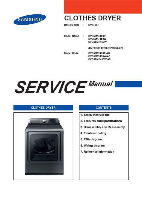 Samsung Dve50m7450w Dryer Service Manual Download Now