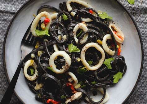 Spaghetti Recipe With Black Squid Ink Pasta And Calamari Spaghetti