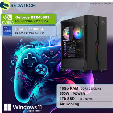 Sedatech Pc Gaming Expert Intel Core I9 11900kf 16gb 1tb Ssd Rtx4060ti