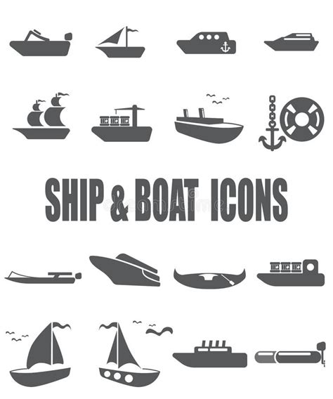 Vector Black Ship And Boat Icons Set Stock Vector Illustration Of