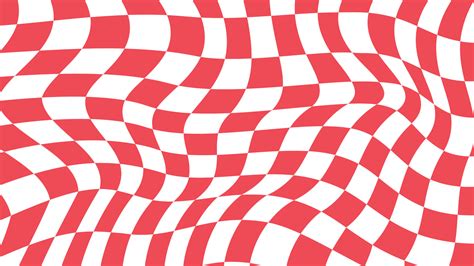 Aesthetic Red And White Distorted Checkerboard Checkers Wallpaper