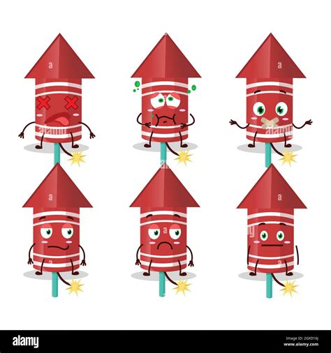 Red Rocket Firework Cartoon Character With Nope Expression Vector