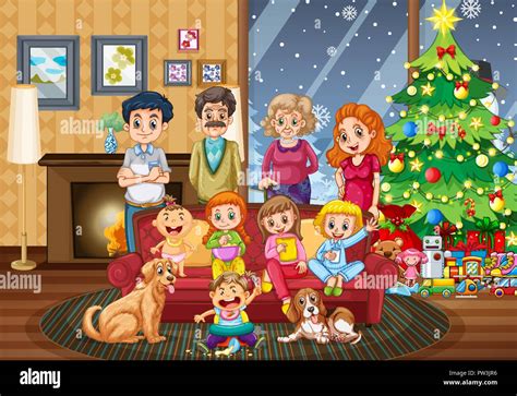 Big family gathering on Christmas day illustration Stock Vector Image ...