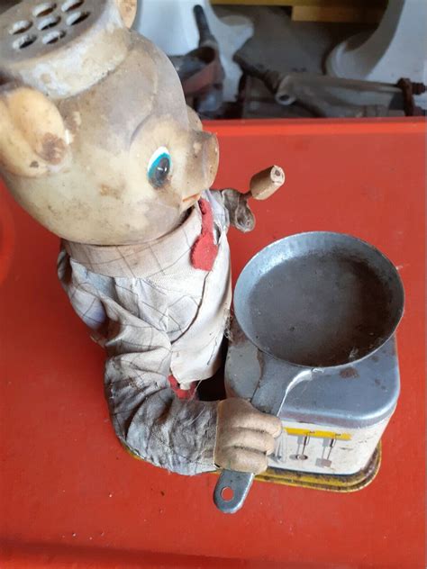 Ancien Jouet Automate Piggy Cook Made In Germany No Emaillee Ebay