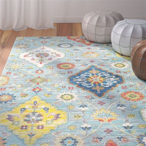 Bungalow Rose Mansi Blueyellow Area Rug And Reviews Wayfair Yellow