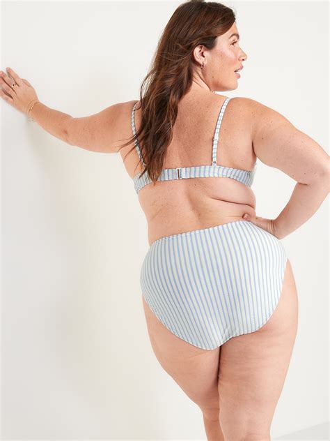 High Waisted Seersucker French Cut Bikini Swim Bottoms Old Navy