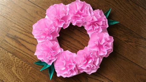 折り紙 カーネーションのリースの作り方 【origami】how To Make A Carnation Flower Wreath