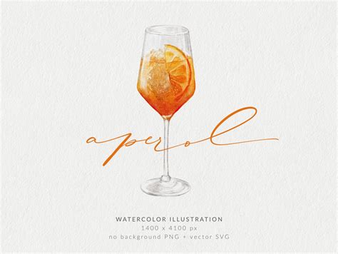 Aperol Spritz Watercolor Illustration Prosecco Cocktail Aperol Clipart Aperol Vector Aperol Svg