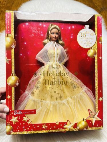 Barbie Signature Holiday Doll With Blonde Hair And Golden Gown Mattel HJX For Sale Online