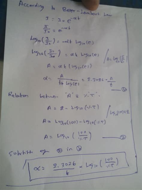 Coefficient D Extinction Molaire Re Physique