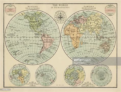 Map Of The World In Hemispheres High-Res Vector Graphic - Getty Images