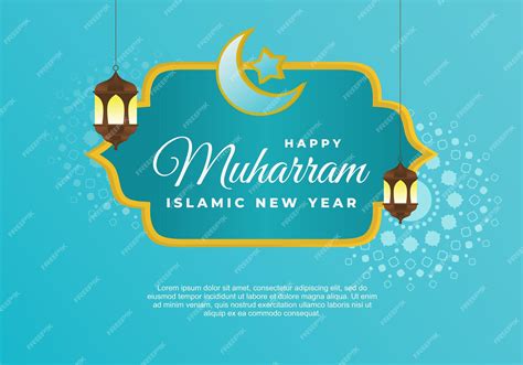 Premium Vector Islamic New Year Happy Muharram Festival Greeting Card Background With Two